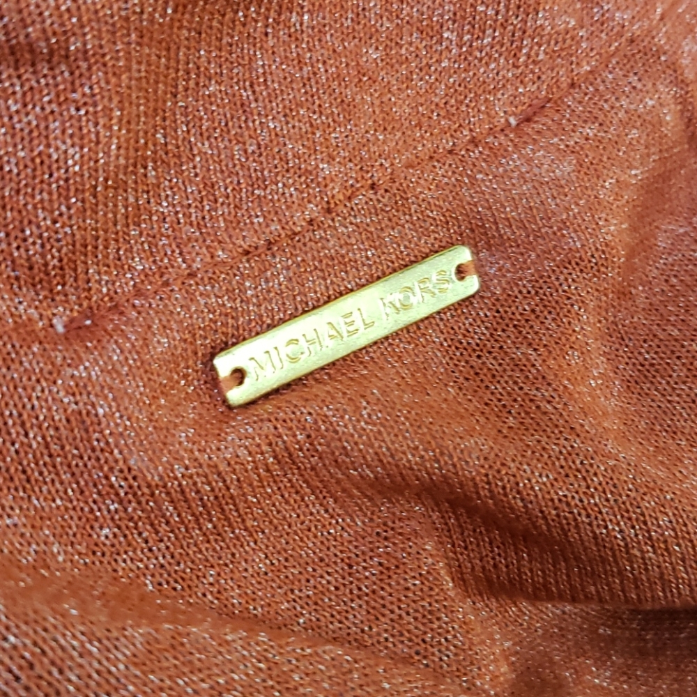 183 MICHAEL KORS Burnt Umber Ruched Sleeve Cardigan Duster - Picture 6 of 8
